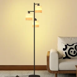 zmh Lampadaire Intérieur<Lampadaire 3 Flames Vintage E27avec Interrupteur à Pied Pour Chambre à Coucher