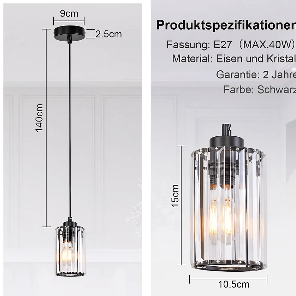 zmh Suspension Pour Salon|Suspension Et Lustre<Lampe à Suspendre Moderne Noir Pour Salle à Manger Et Salon - Éclairage Élégant