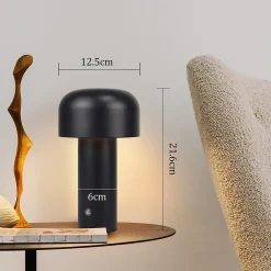 zmh Lampe De Bureau|Lampe Intérieure<Lampe De Table LED Sans Fil à Intensité Variable - Design Moderne En Métal Noir