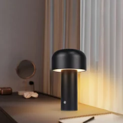 zmh Lampe De Bureau|Lampe Intérieure<Lampe De Table LED Sans Fil à Intensité Variable - Design Moderne En Métal Noir