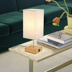 zmh Lampe De Bureau|Lampe Intérieure<Lampe De Table Touch-dimmable Avec Fonction De Recharge USB Et Abat-jour En Tissu
