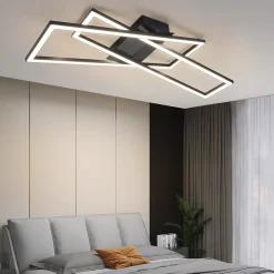 zmh Plafonnier Pour Chambre|Plafonnier Pour Cuisine<Plafonnier LED De Salon - Design Moderne à Intensité Variable 36 W - Noir