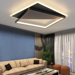 zmh Plafonnier Pour Chambre|Plafonnier Pour Cuisine<Plafonnier LED Design Moderne avec Télécommande et Motifs Carrés