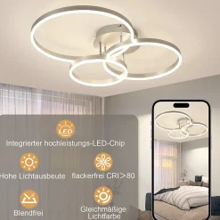 zmh Plafonnier<Plafonnier LED Design Moderne 82 Cm Dimmable - Télécommande Doré 74w