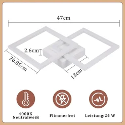 zmh Plafonnier LED Moderne 2 Flammes 24w Pour Chambre Et Couloir