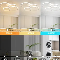 zmh Plafonnier LED Moderne Blanc 48w 55cm Dimmable Avec Télécommande Pour Salon Chambre