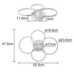 zmh Plafonnier LED Moderne Blanc 48w 55cm Dimmable Avec Télécommande Pour Salon Chambre