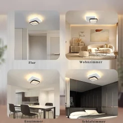 zmh Plafonnier<Plafonnier LED Moderne Noir Blanc Design Acrylique Lampe De Salon