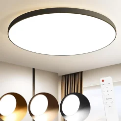 zmh Plafonnier Pour Chambre|Plafonnier Pour Cuisine<Plafonnier LED Moderne IP44 avec Télécommande pour Cuisine et Couloir - Luminosité Réglable