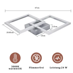 zmh Plafonnier<Plafonnier LED Moderne Argenté 24W avec Design Rotatif pour Chambre à Coucher