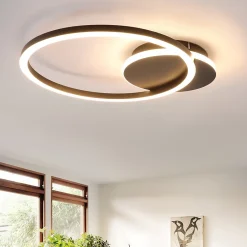 zmh Plafonnier<Plafonnier LED Moderne - 24W Double Anneaux 3000K pour Cuisine et Couloir