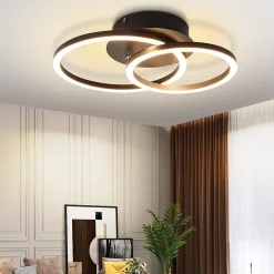 zmh Plafonnier<Plafonnier LED Moderne à 2 Anneaux - Éclairage Intérieur 24w 3000k Pour Salon Et Couloir