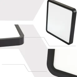 zmh Plafonnier Pour Chambre|Plafonnier Pour Cuisine<Plafonnier LED 23w Noire 23cm Ip44