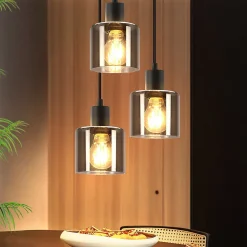 zmh Suspension Pour Salon|Suspension Pour Chambre<Suspension E27 3 Flammes Vintage Lampe Industrielle Réglable En Hauteur