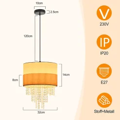 zmh Suspension Pour Salle À Manger|Suspension Pour Chambre<Suspension E27 Blanc Vintage Cristal Sans Ampoule