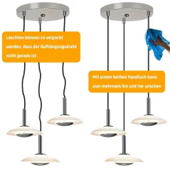 zmh Suspension Pour Salon|Suspension Et Lustre<Suspension LED Salle à Manger Chrome Verre Métal Suspension Lampe 3000k Pour Chambre Cuisine
