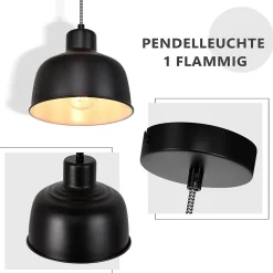 zmh Suspension Pour Salon|Suspension Et Lustre<Suspension Vintage Rétro Noir E27